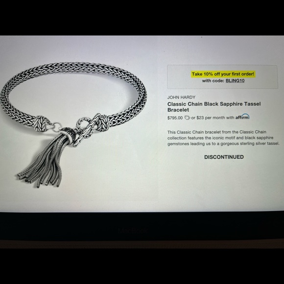 JOHN HARDY Authentic, discontinued, Classic Chain Black Sapphire Tassel Bracelet - Picture 5 of 5